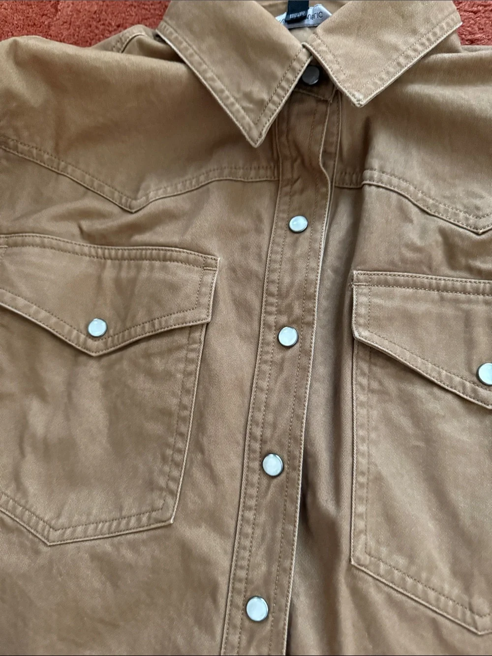 Western Pearl Snap Canvas Button Up Shirt